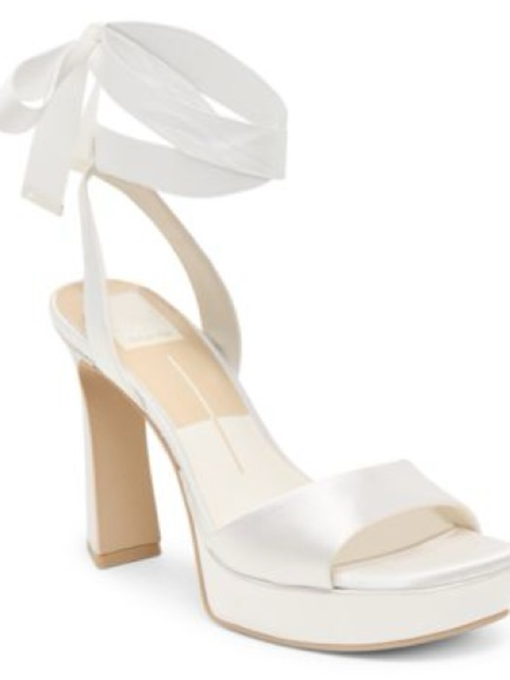 Dolce Vita White Satin Ankle-Tie Block Platform Heels | Jaemy | Size 8 Womens - Picture 4 of 7